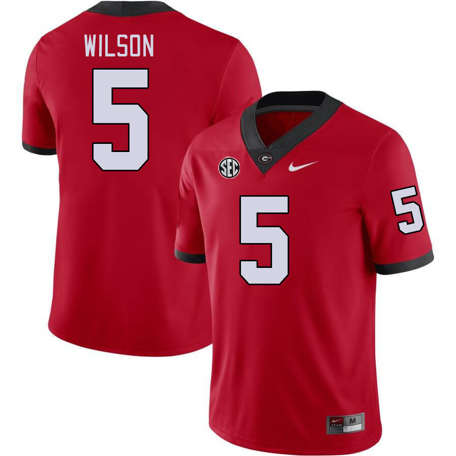 Men #5 Raylen Wilson Georgia Bulldogs College Football Jerseys Stitched-Red - Click Image to Close